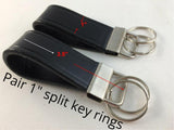 2 pcs Wide Thick Leather Men Women Keychain Car Home Key Fob Keeper w/Rings NEW