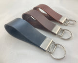 1 Pair Wide Leather Men Women Keychain Car Home Key Fob Keeper w/Rings NEW