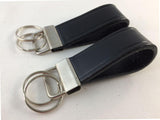 2 pcs Wide Thick Leather Men Women Keychain Car Home Key Fob Keeper w/Rings NEW
