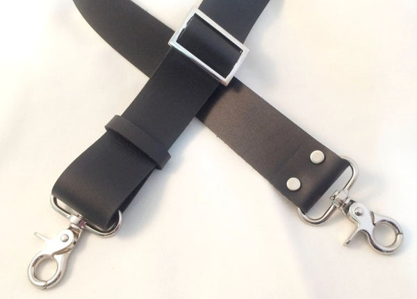 Black & Tan Strap for Bags - 1.5 Wide Nylon - Adjustable Length, Shoulder to Crossbody Positions - Choose Clip Style / Finish