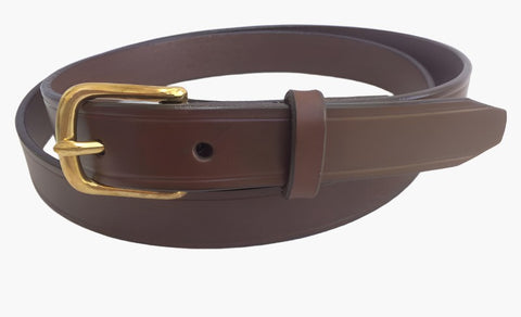 1 in.  Leather Handcrafted Men's Dress Belt w/Brass Buckle - brown