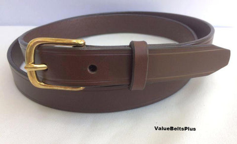 1 in.  Leather Handcrafted Men's Dress Belt w/Brass Buckle - brown