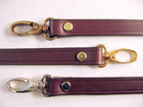dark brown leather crossbody shoulder strap gold snap hooks