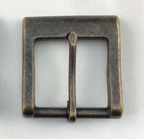 antique brass buckle on antique brown leather belt 1.5 inches wide from ValueBeltsPlus