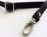 closeup of black 5/8 in. Adjustable Leather convertible crossbody