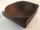Large Capacity Leather Folding Valet Tray Office Organizer Travel Desktop Catchall