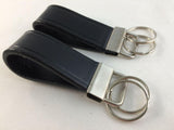 2 pcs Wide Thick Leather Men Women Keychain Car Home Key Fob Keeper w/Rings NEW