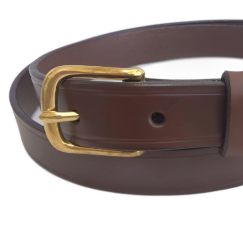 brown dress belt gold buckle Leather Handcrafted Men's Dress Belt w/Brass & Silver Snap on Buckle