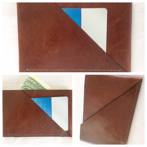 Lot of 3 minimalist wallets Whiskey Brown leather