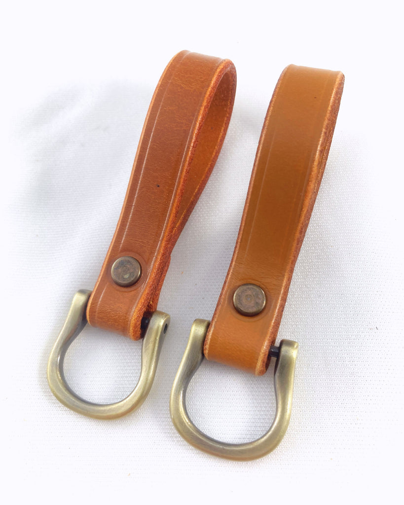 2 pcs Tan Secure Leather Men Women Keychain Car Home Key Fob Safe