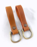 2 pcs Tan Secure Leather Men Women Keychain Car Home Key Fob Safe