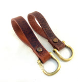 2 pcs Antque Brown  Leather Men Women Keychain Car Home Key Fob Secure