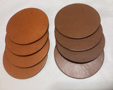 4 Colors - Thick Leather Set 4 Round 4.25" Wide Large Drink Beverage Matts Coasters