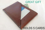 Whiskey Brown leathe wallet holds five cards 