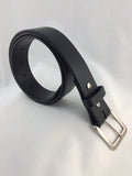 Black leather belt 1.5 inch width with brush silver buckle