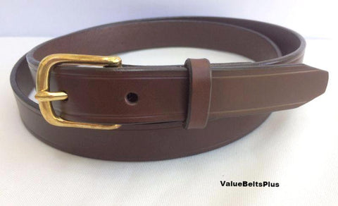 Chocolate 1.25 in. wide leather dress belt solid brass buckle