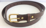 drk brown 1.25 in. wide leather dress belt solid brass buckle