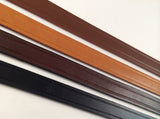 Finished leather strips in four colors