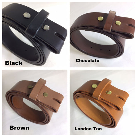 Finished Leather Belt Strips Blanks 9-10 oz. Choice of 4 Colors & 2 Widths Black / 1.5 inch / Brass