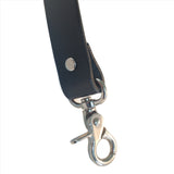 black leather strap with trigger snap hooks