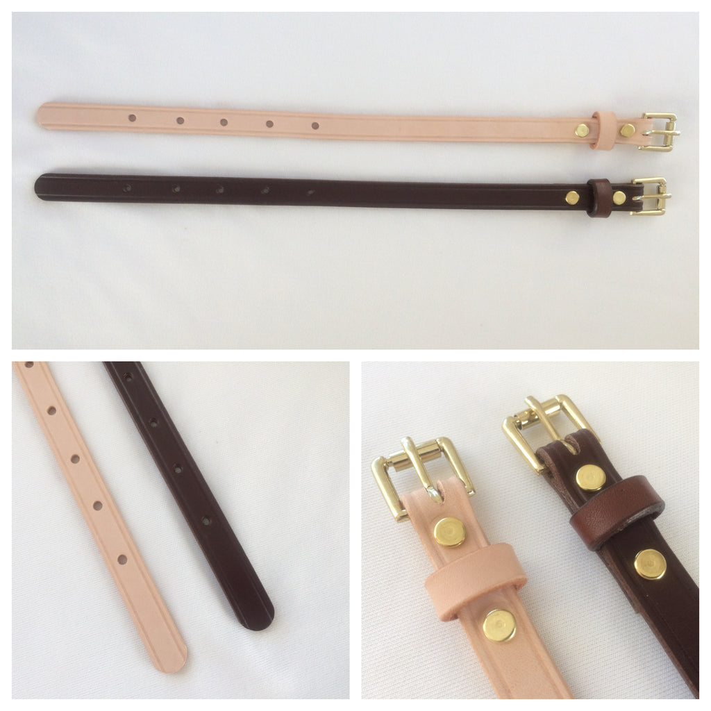 Handmade by ValueBeltsPlus VBP Vachetta Leather Strap Extenders Extensions - Choice of 3 Lengths Chocolate / Gold Tone / 10 inch