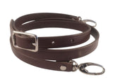 Chocolate leather adjustable strap silver hardware 1 inch width
