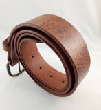 1.5" Full Grain LEATHER ANTIQUE BROWN Work Casual Jeans Belt Snap-on Buckle USA