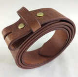 ValueBeltsPlus - Antique Brown leather 8-9 oz. leather belt with snap on buckle view 