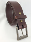 1.5" Top Grain LEATHER DARK BROWN Work Casual Jean Belt Removeable Buckle USA
