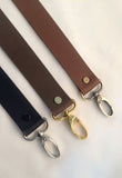 leather chrome straps in black brown and dark brown