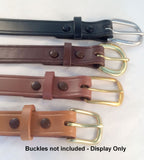 1" Finished Leather Belt Strips Blanks 9-10 oz. w/Snaps for buckle  4 Colors