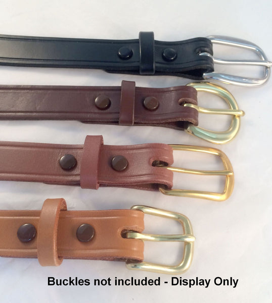 1" Finished Leather Belt Strips Blanks 910 oz. w/Snaps for buckle 4 C